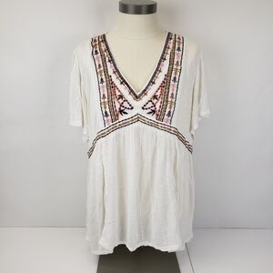 Knox Rose White Embroidered V-Neck Top